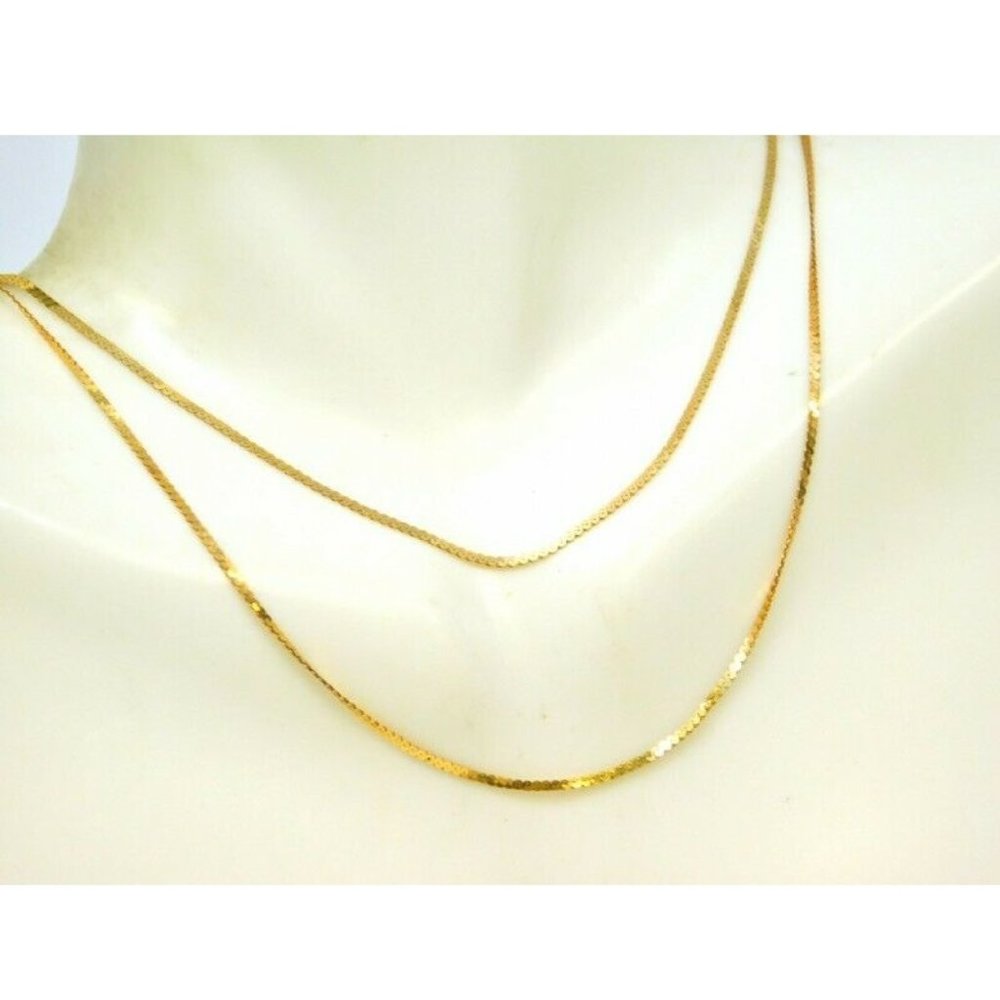 Damiani Solid 14k Yellow Gold Italy Elegant Shiny Flat Serpentine Chain 18"